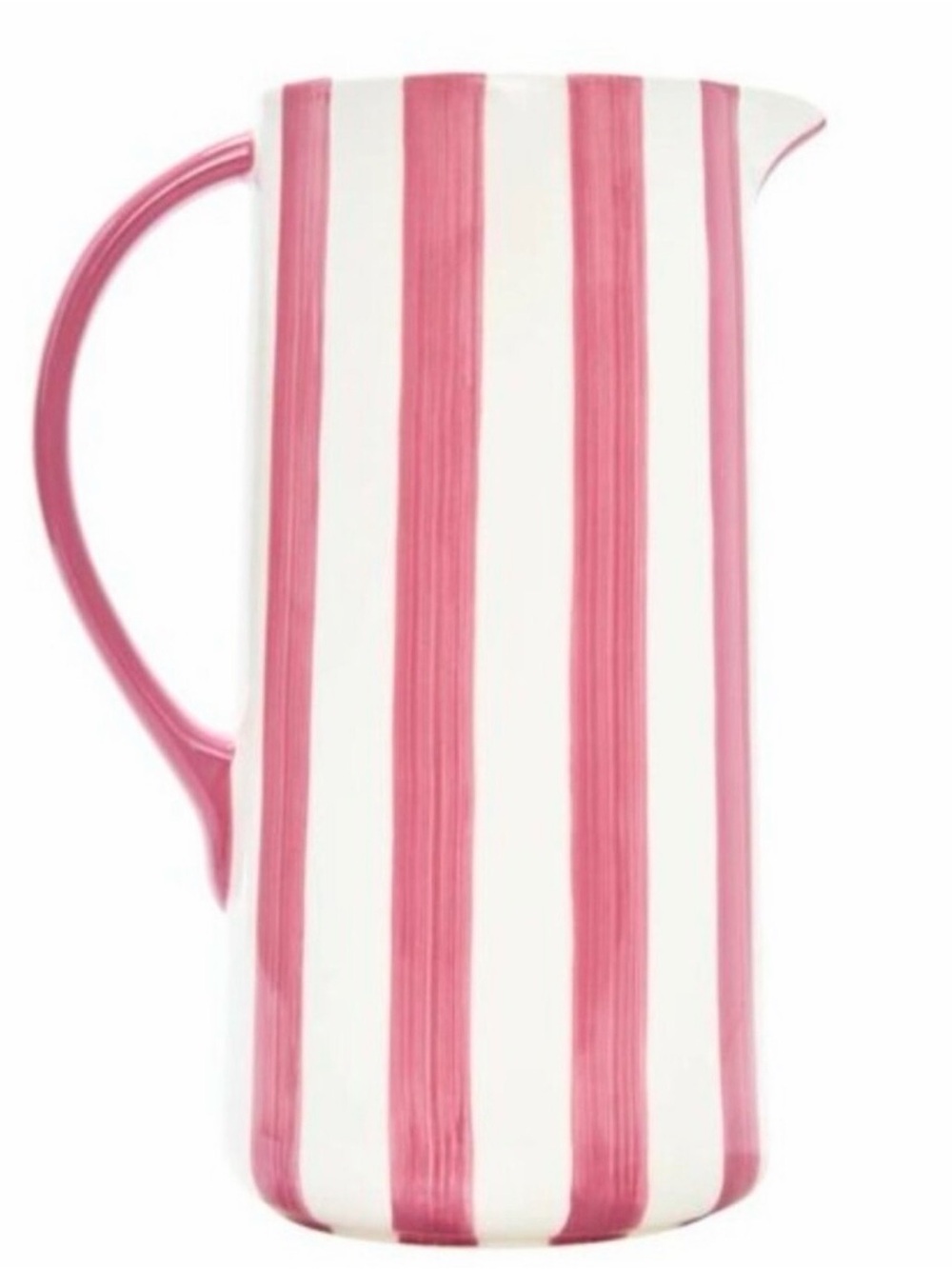 Noon and moon Striped Pink and Cream Ceramic Pitcher - Picture 3 of 7